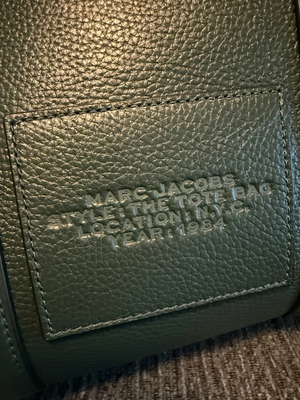 Marc Jacobs Dark Green Pebbled Leather The ToteBag with Scarf Accent - Picture 16 of 17